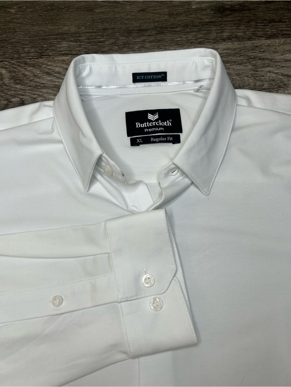 Buttercloth Premium Icy Cotton Dress Shirt Size XL Regular Fit White